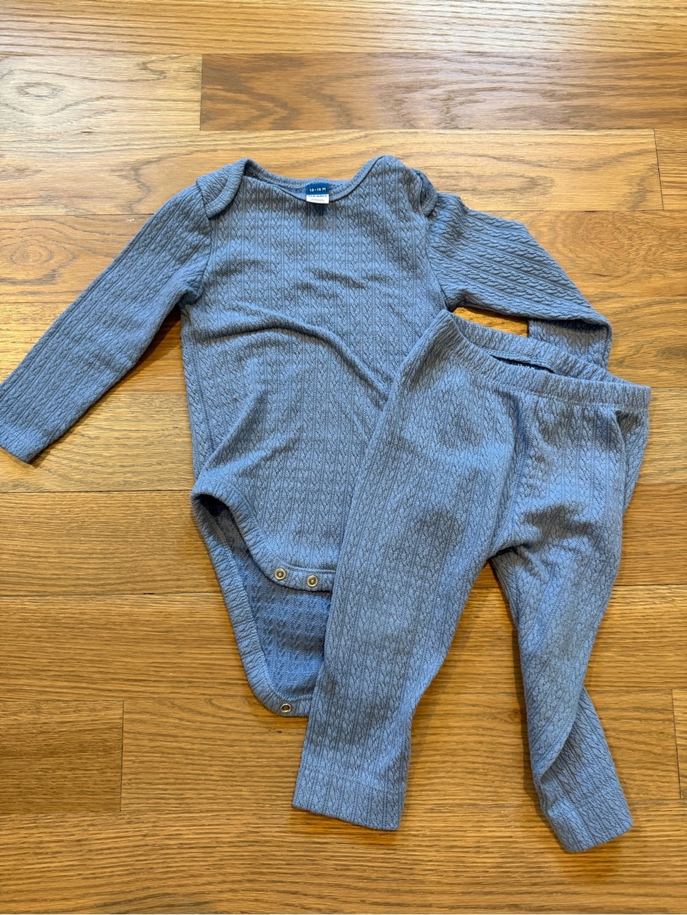 Old Navy Blue Knit Long-Sleeve Baby One-Piece with Pants
